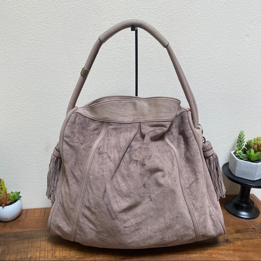 VIC MATIE Suede Hobo Carryall Handbag Purse